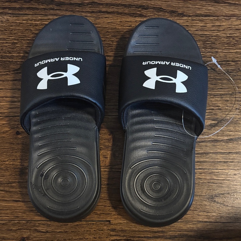 Under Armour Black Slides with Logo